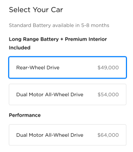 Base configuration Model 3 available in 5 to 8 months